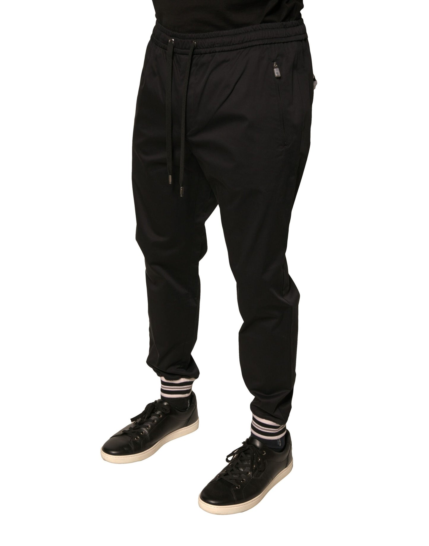 Pantaloni della tuta da jogging in cotone elasticizzato nero Dolce & Gabbana