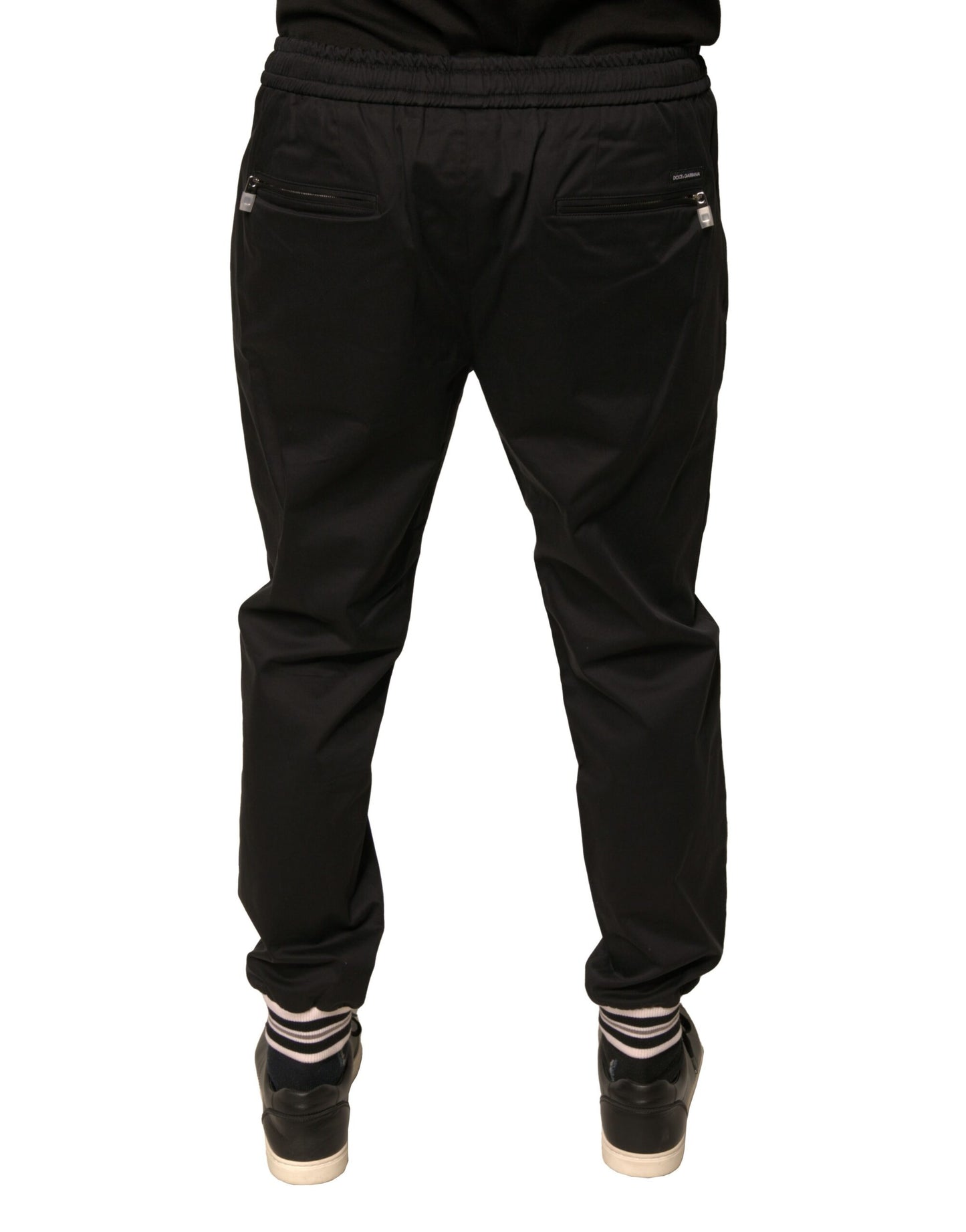 Pantaloni della tuta da jogging in cotone elasticizzato nero Dolce & Gabbana