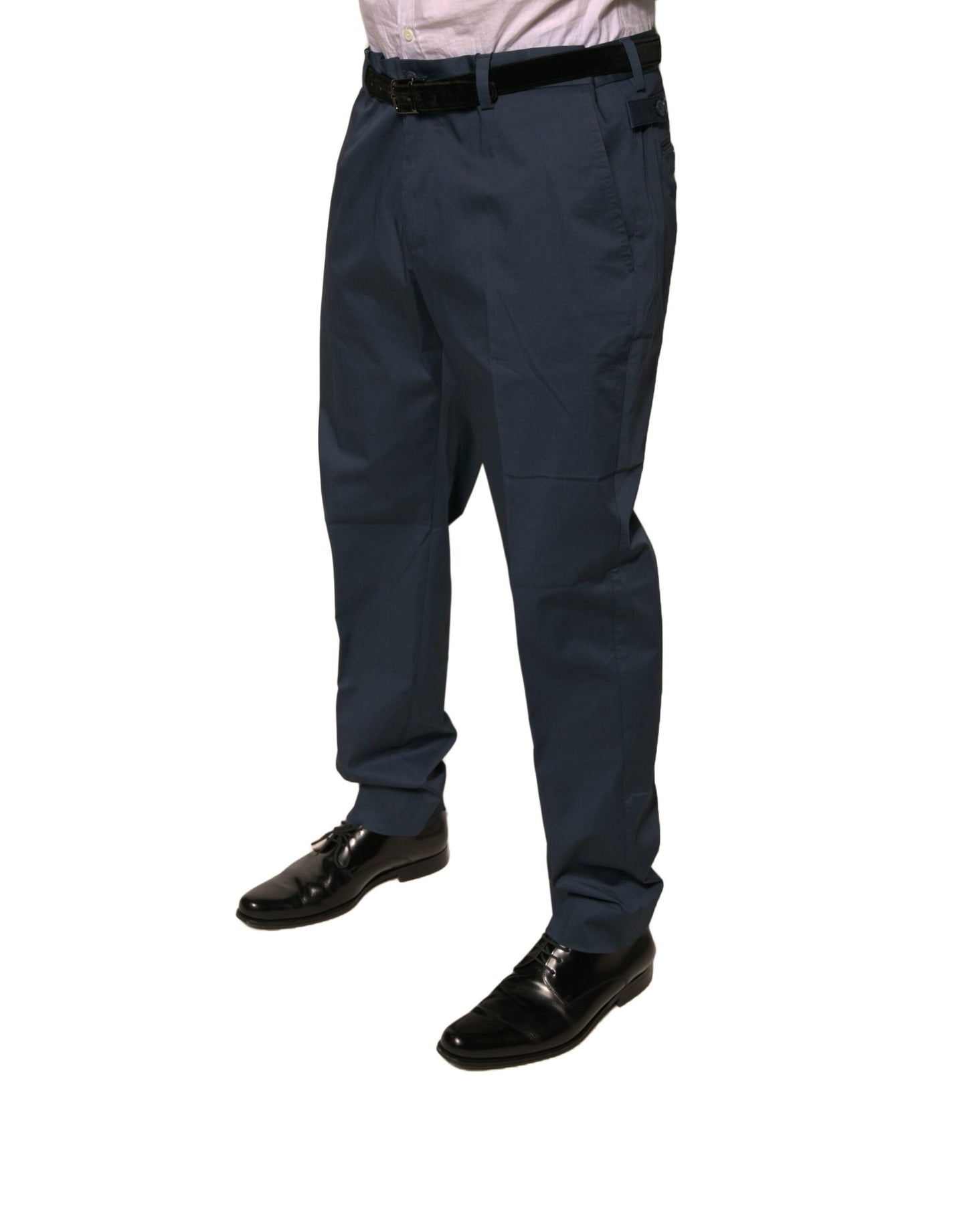 Pantaloni eleganti da uomo in cotone elasticizzato blu scuro Dolce & Gabbana
