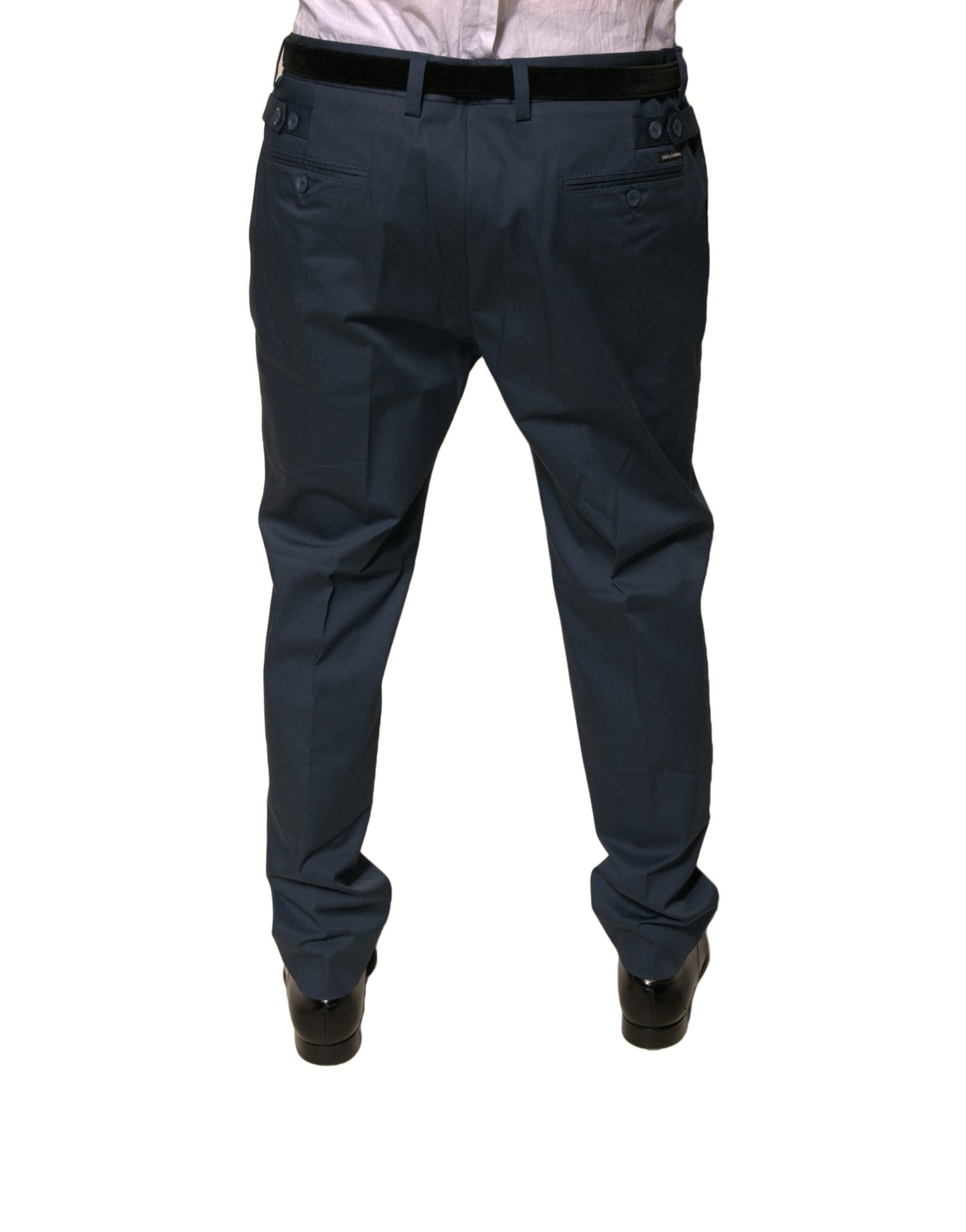 Pantaloni eleganti da uomo in cotone elasticizzato blu scuro Dolce & Gabbana