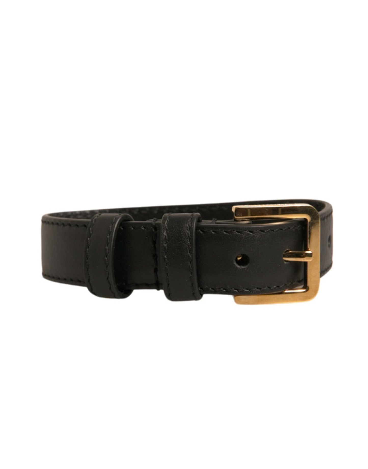 Dolce & Gabbana Bracciale con fibbia in metallo color oro in pelle testurizzata nera