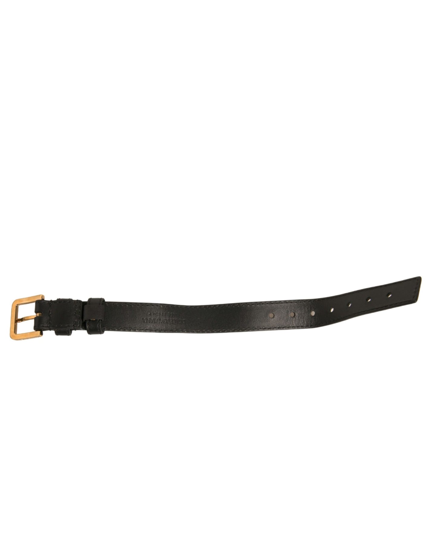Dolce & Gabbana Bracciale con fibbia in metallo color oro in pelle testurizzata nera