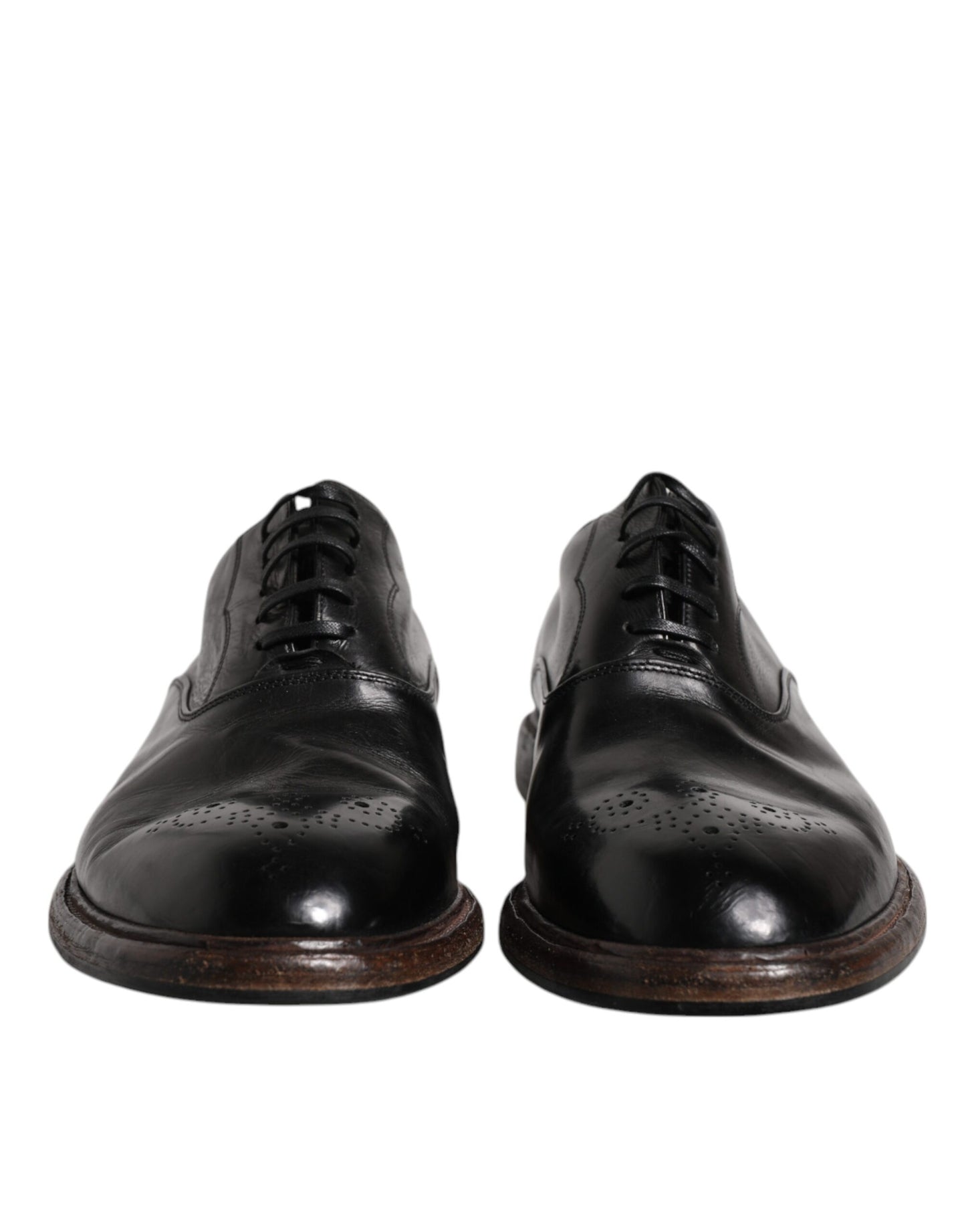 Dolce & Gabbana Scarpe Derby Formali Uomo in Pelle Nera con Lacci