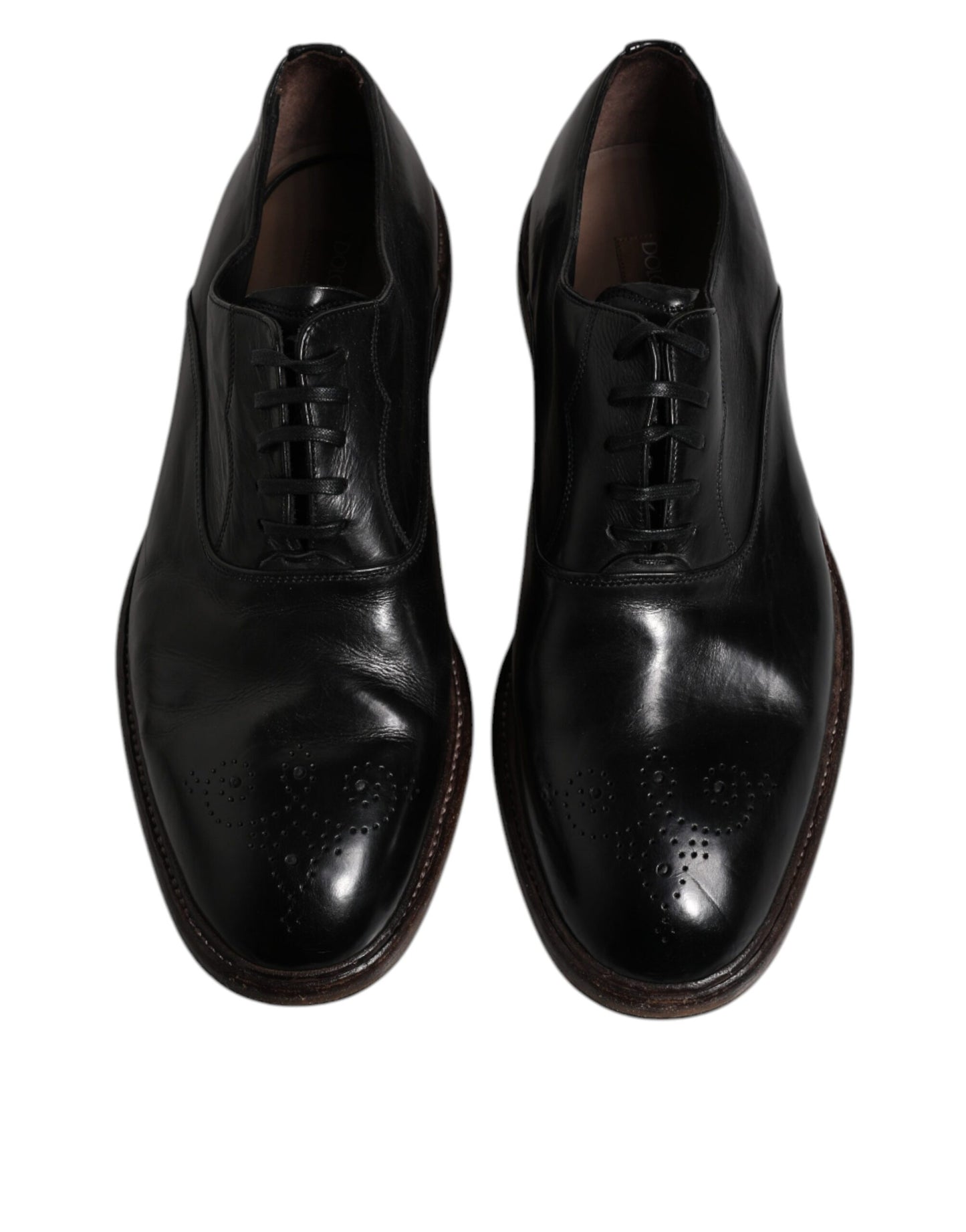 Dolce & Gabbana Scarpe Derby Formali Uomo in Pelle Nera con Lacci