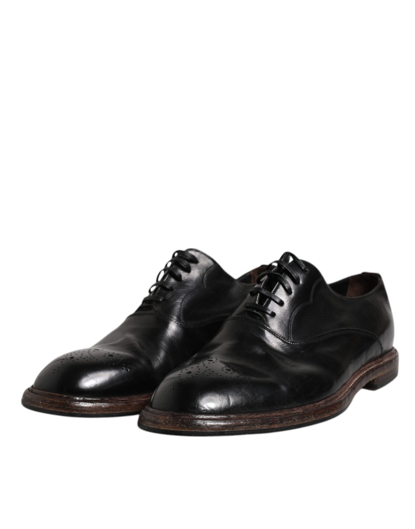 Dolce & Gabbana Scarpe Derby Formali Uomo in Pelle Nera con Lacci