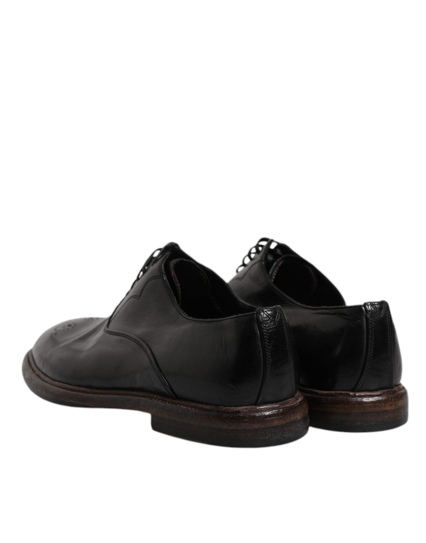 Dolce & Gabbana Scarpe Derby Formali Uomo in Pelle Nera con Lacci