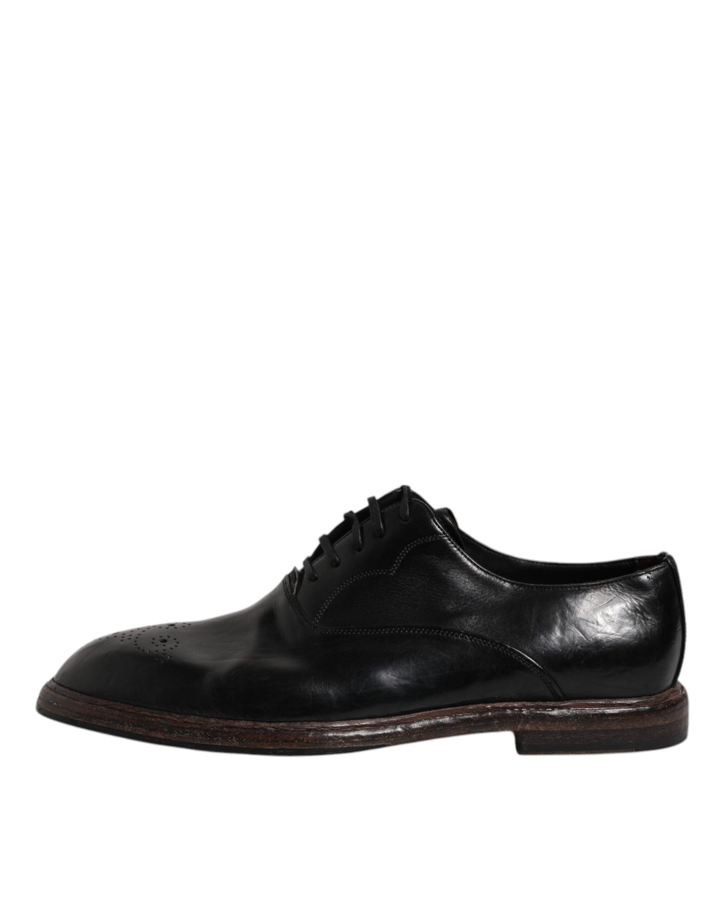 Dolce & Gabbana Scarpe Derby Formali Uomo in Pelle Nera con Lacci