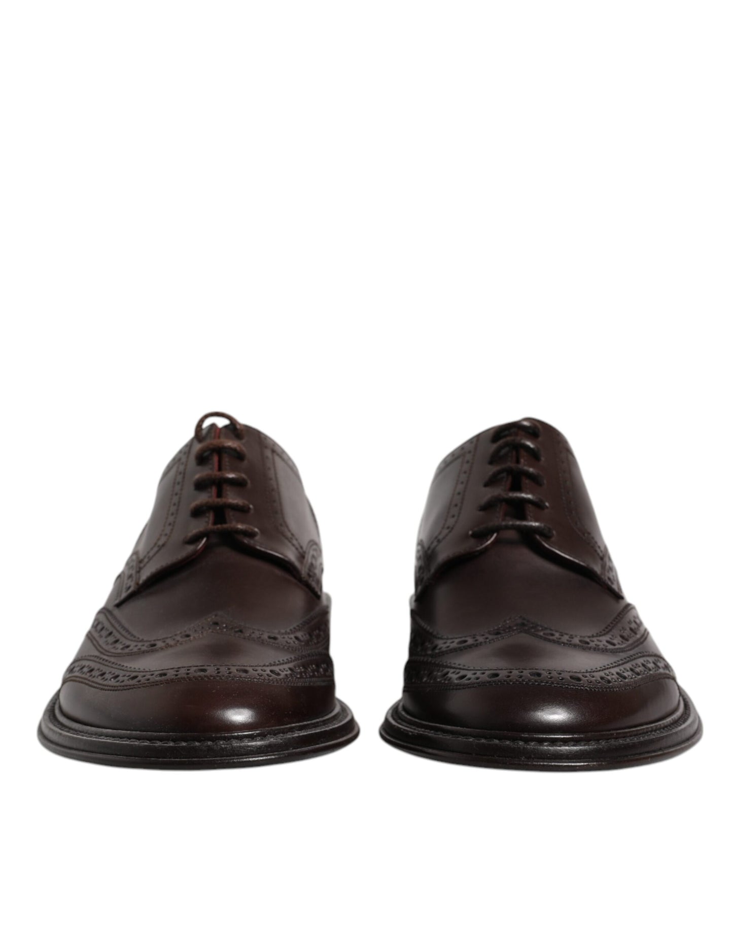 Dolce & Gabbana Scarpe eleganti da sera in pelle marrone Derby con punta a coda di rondine e lacci