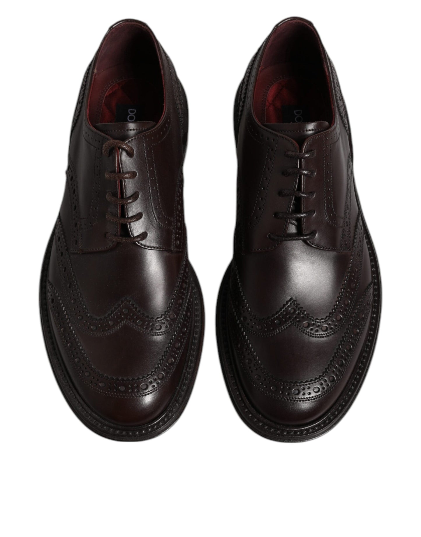 Dolce & Gabbana Scarpe eleganti da sera in pelle marrone Derby con punta a coda di rondine e lacci