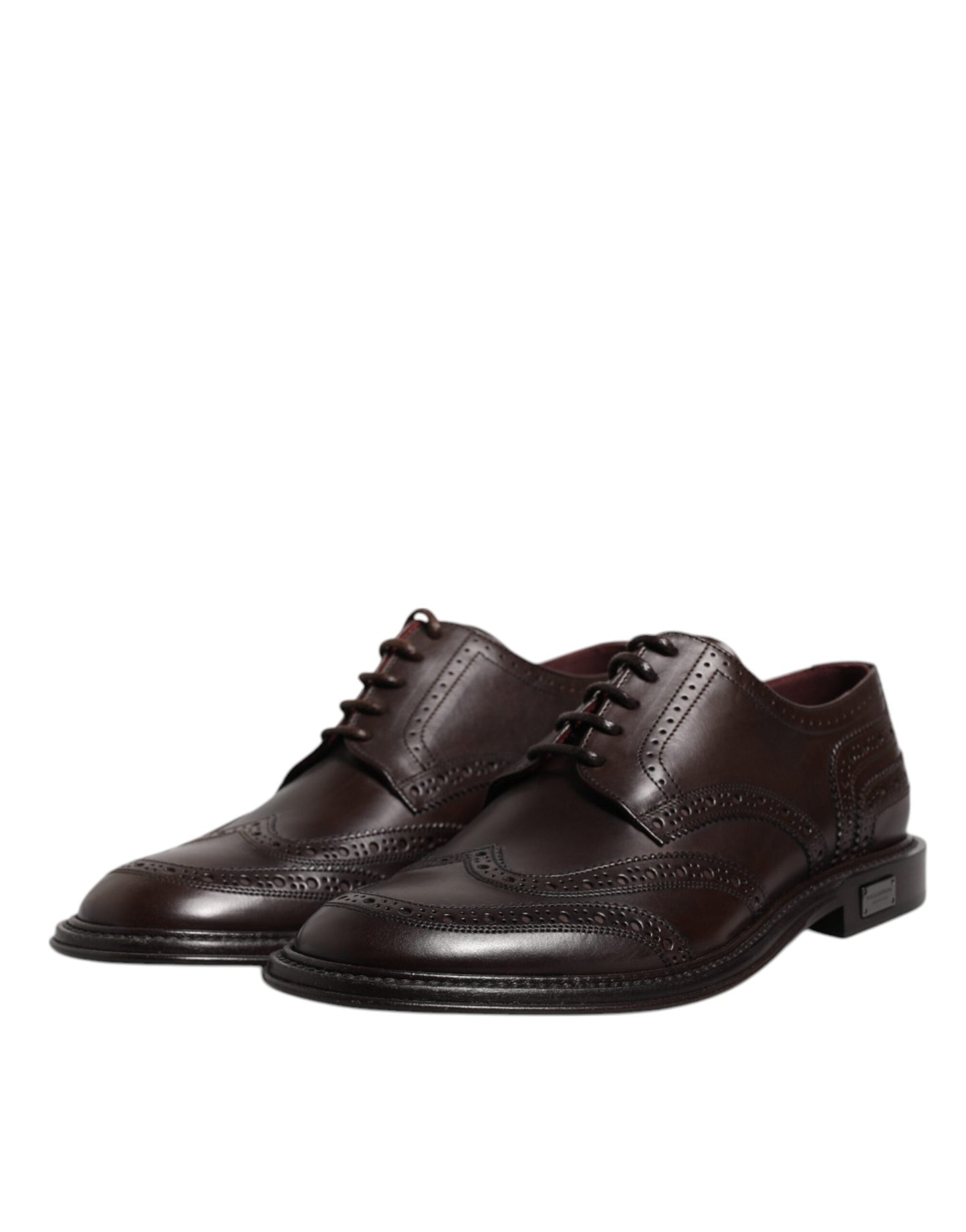 Dolce & Gabbana Scarpe eleganti da sera in pelle marrone Derby con punta a coda di rondine e lacci