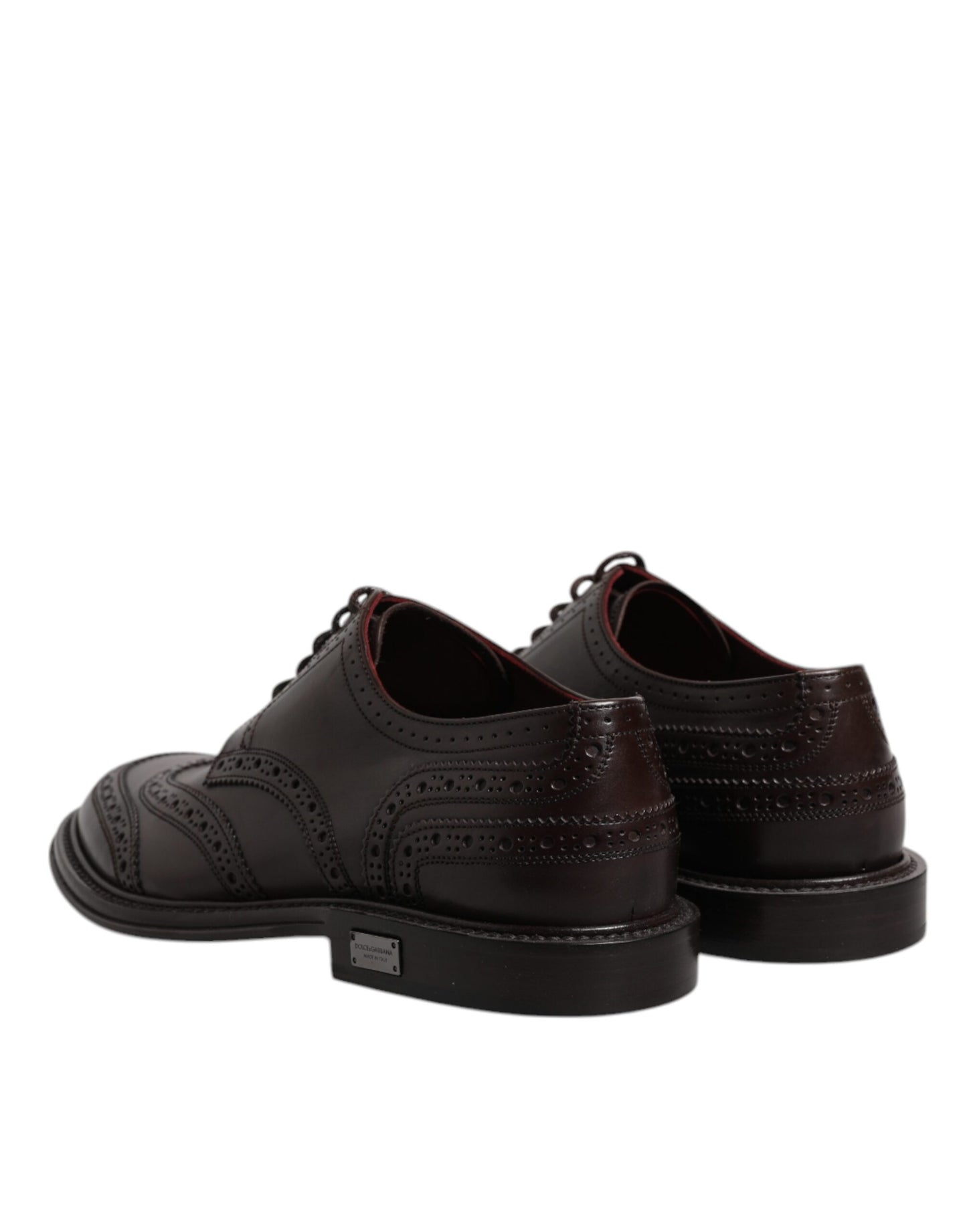 Dolce & Gabbana Scarpe eleganti da sera in pelle marrone Derby con punta a coda di rondine e lacci