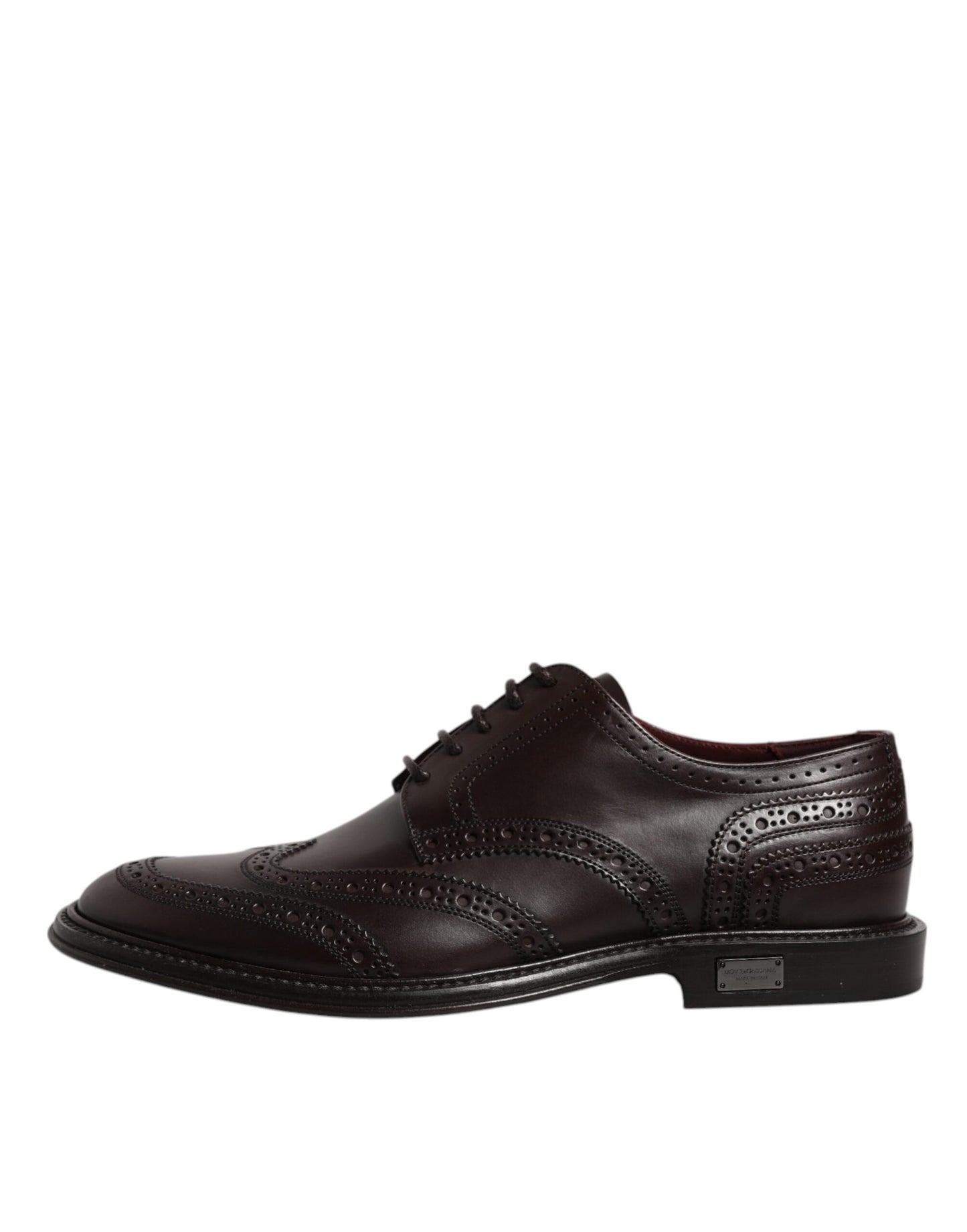 Dolce & Gabbana Scarpe eleganti da sera in pelle marrone Derby con punta a coda di rondine e lacci