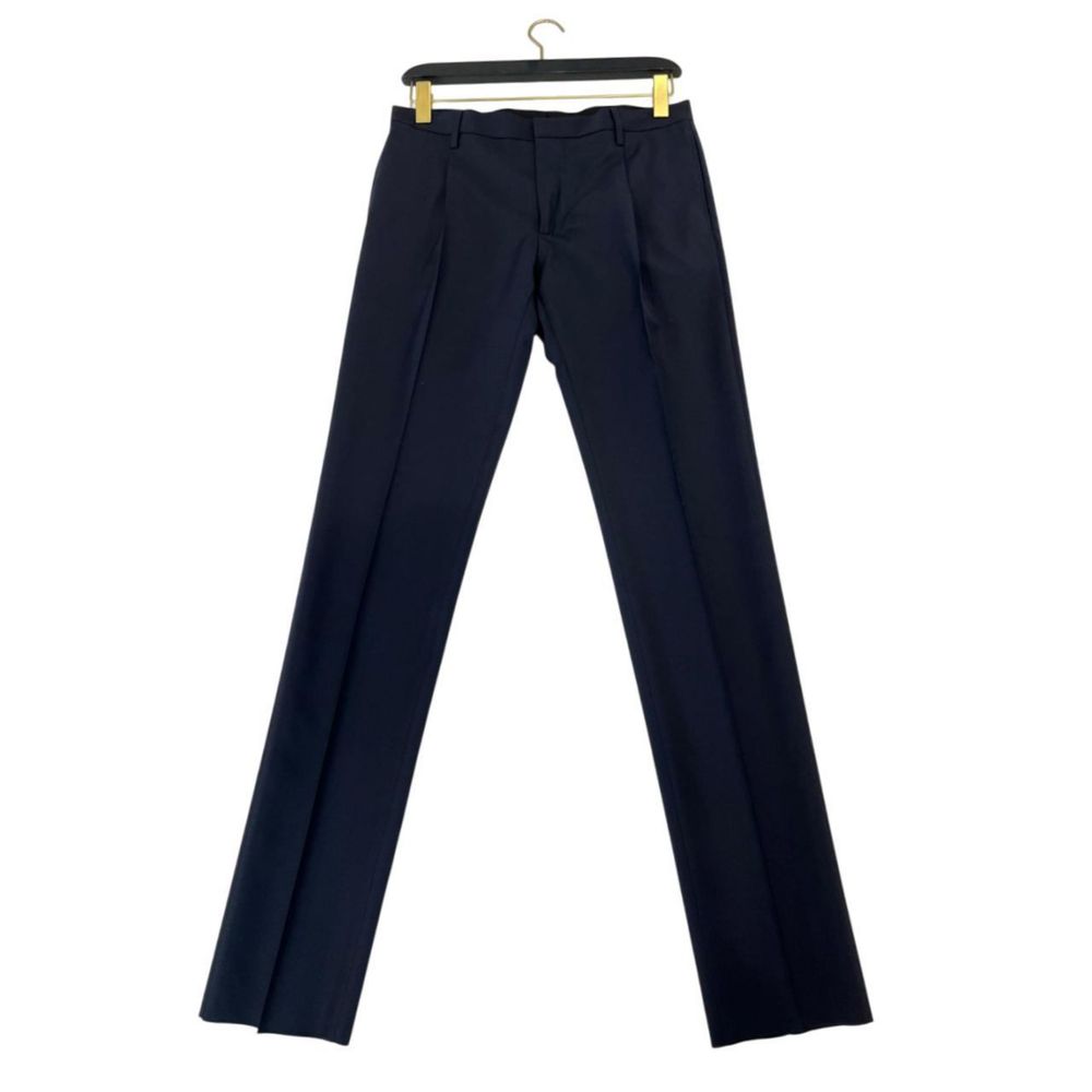 Pantaloni da uomo in lana vergine blu Valentino
