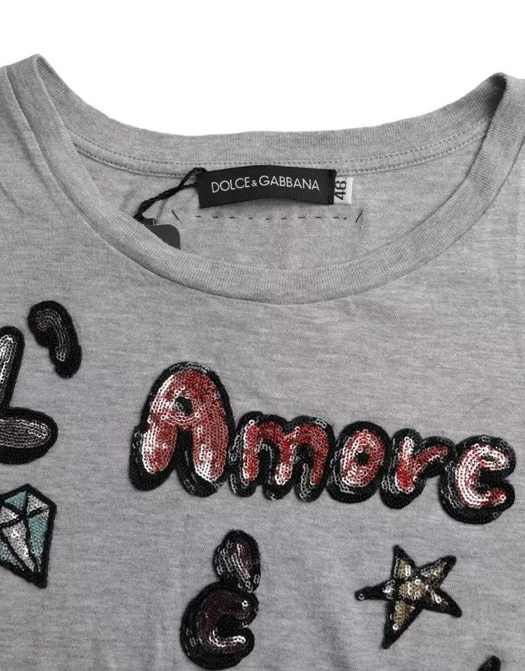 T-shirt L'Amore E'Bellezza di Dolce & Gabbana in cotone grigio