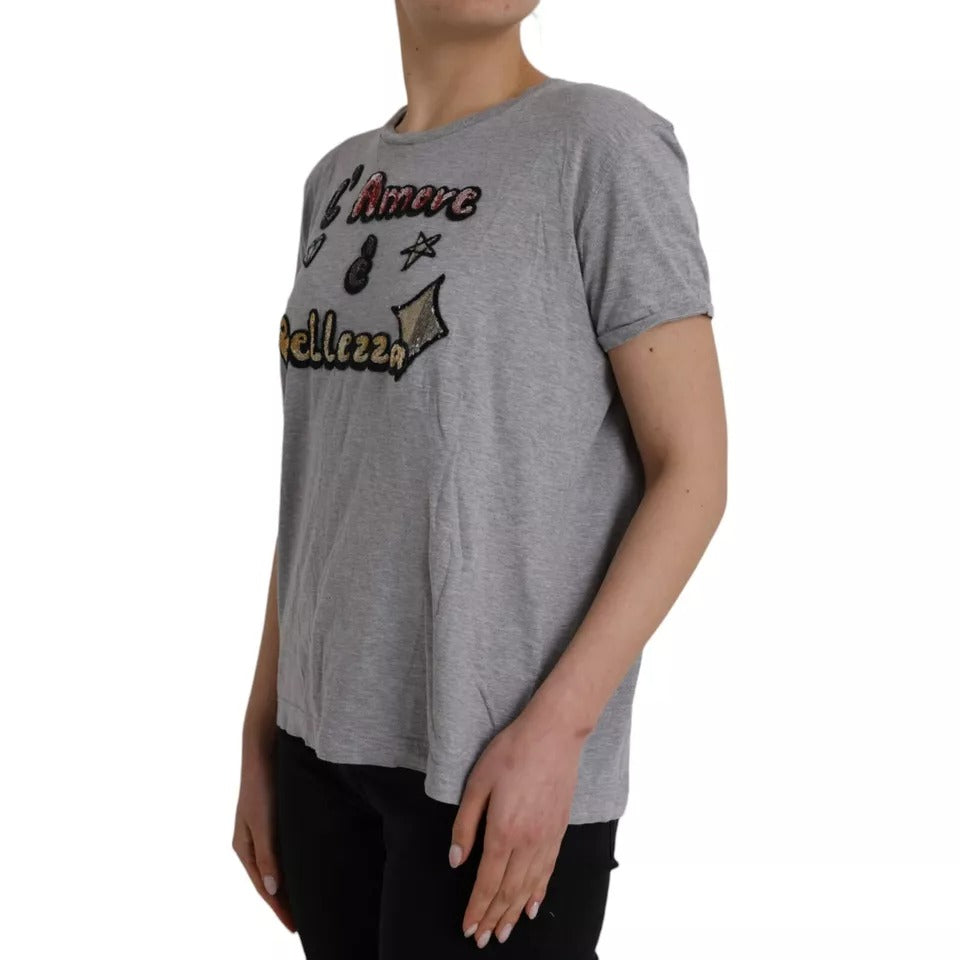 T-shirt L'Amore E'Bellezza di Dolce & Gabbana in cotone grigio
