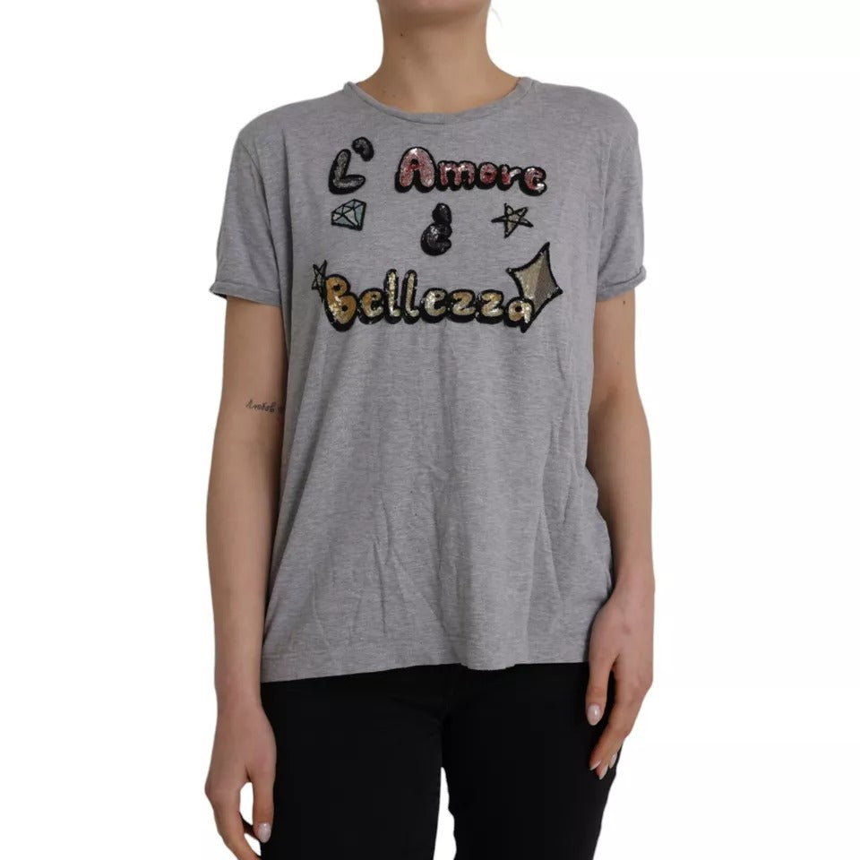 T-shirt L'Amore E'Bellezza di Dolce & Gabbana in cotone grigio