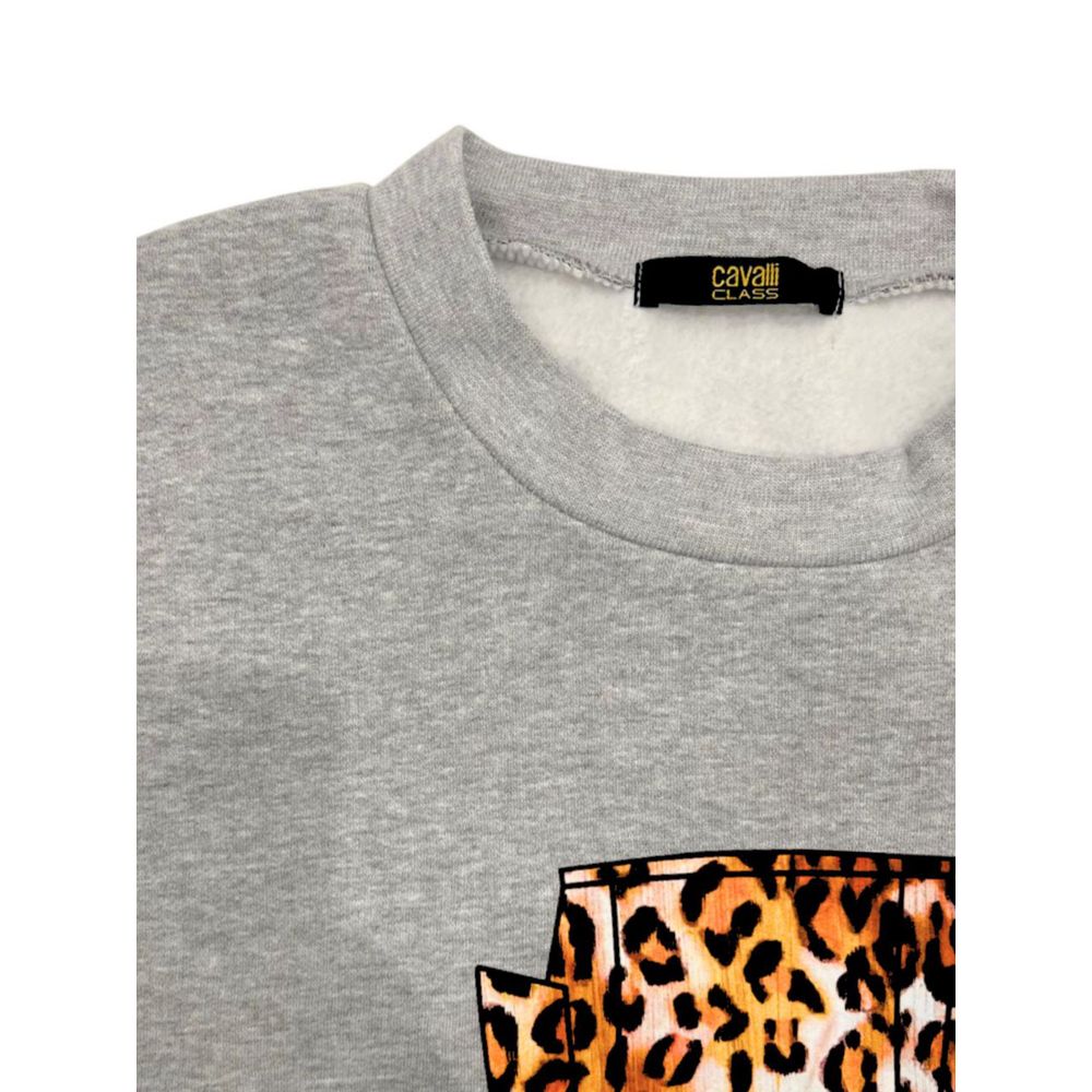 Felpa con cappuccio da donna in poliestere grigio Cavalli Class