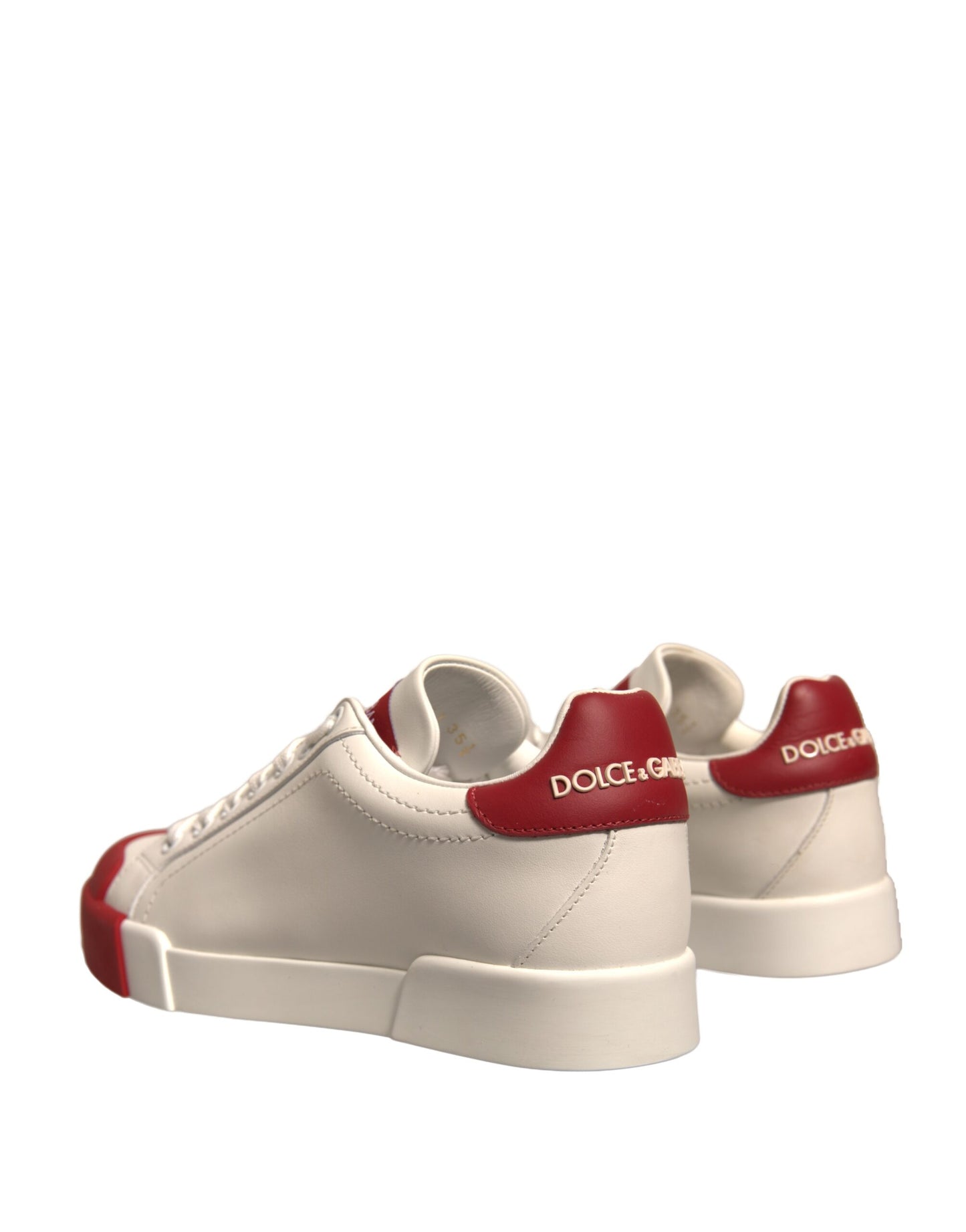 Dolce & Gabbana Scarpe Sneakers Portofino in Pelle Bianca con Logo