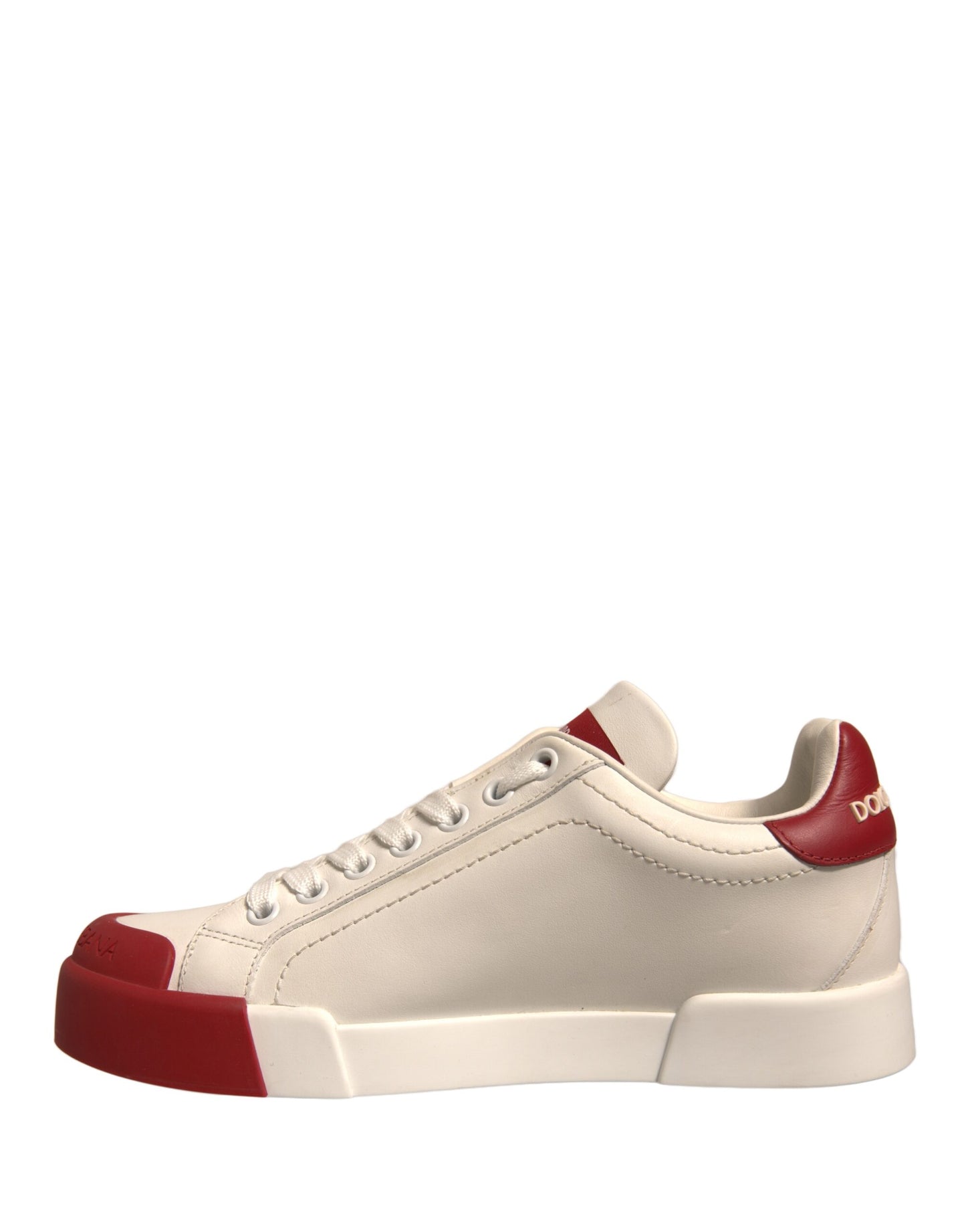 Dolce & Gabbana Scarpe Sneakers Portofino in Pelle Bianca con Logo