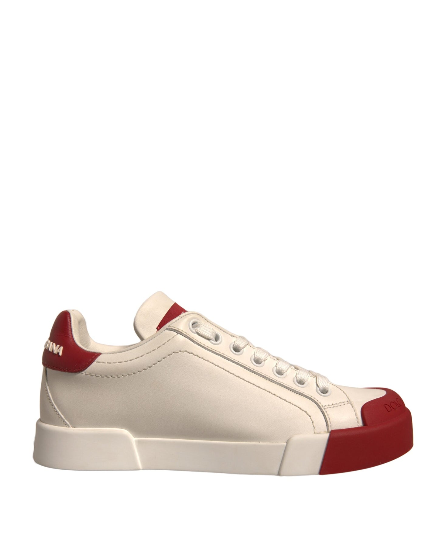 Dolce & Gabbana Scarpe Sneakers Portofino in Pelle Bianca con Logo