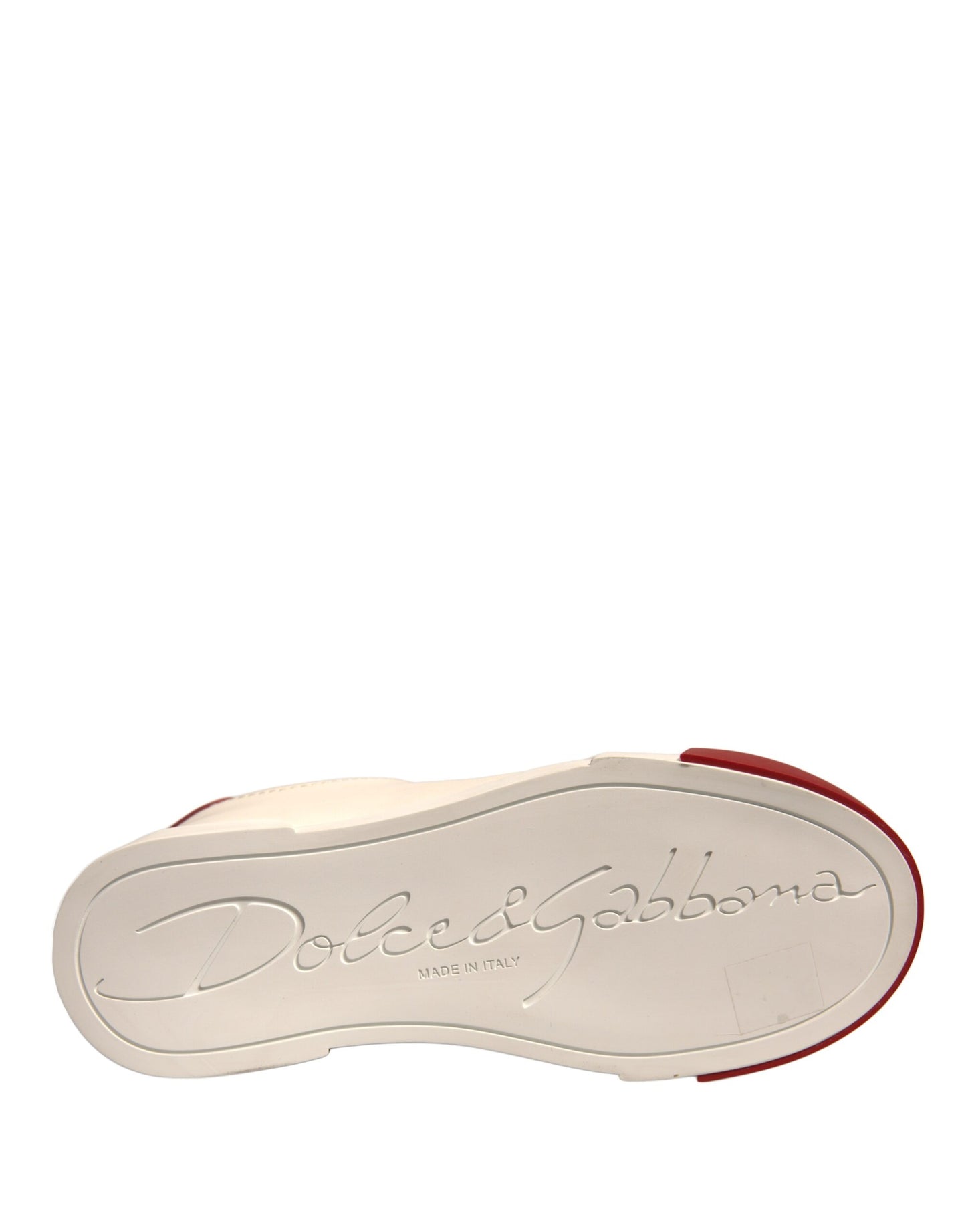 Dolce & Gabbana Scarpe Sneakers Portofino in Pelle Bianca con Logo