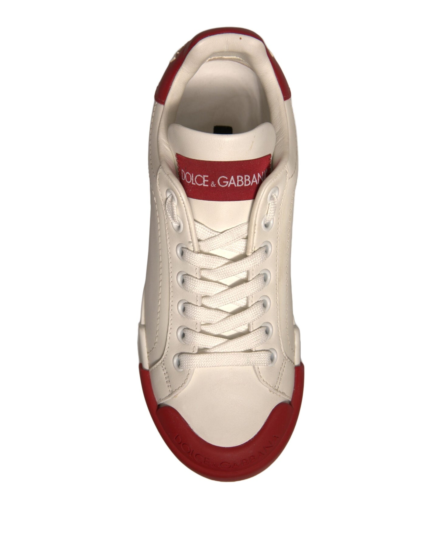 Dolce & Gabbana Scarpe Sneakers Portofino in Pelle Bianca con Logo