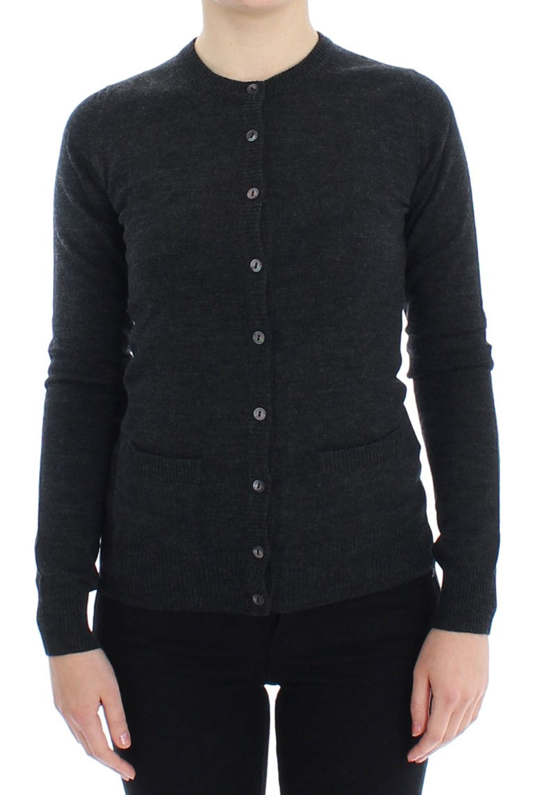 Dolce & Gabbana Maglione Cardigan Elegante in Lana Grigia
