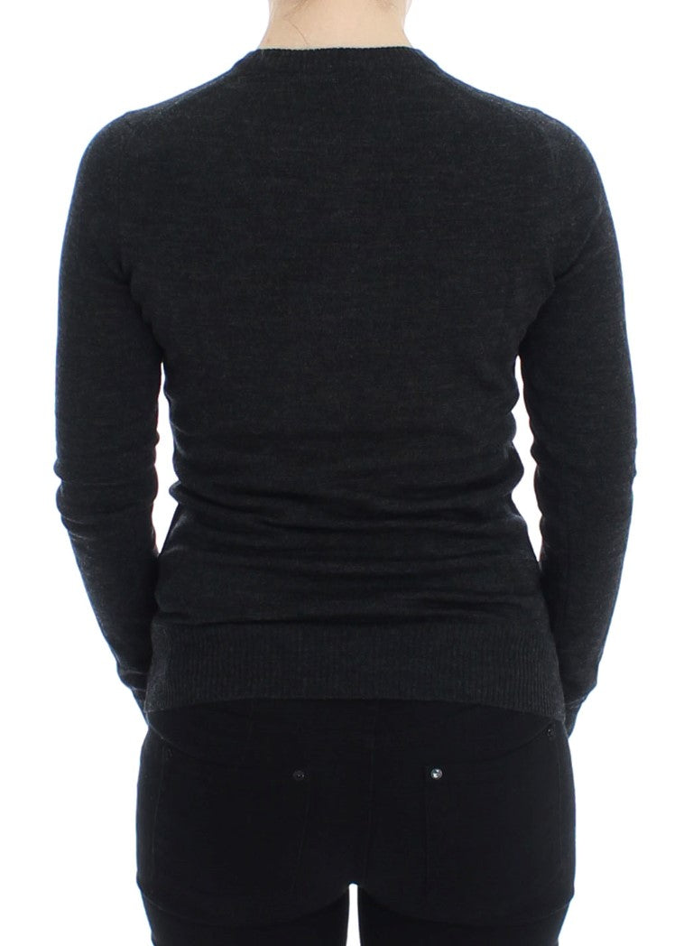 Dolce & Gabbana Maglione Cardigan Elegante in Lana Grigia