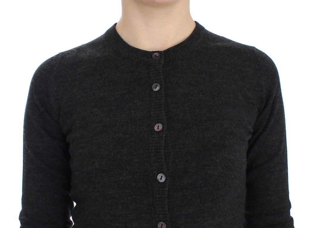 Dolce & Gabbana Maglione Cardigan Elegante in Lana Grigia
