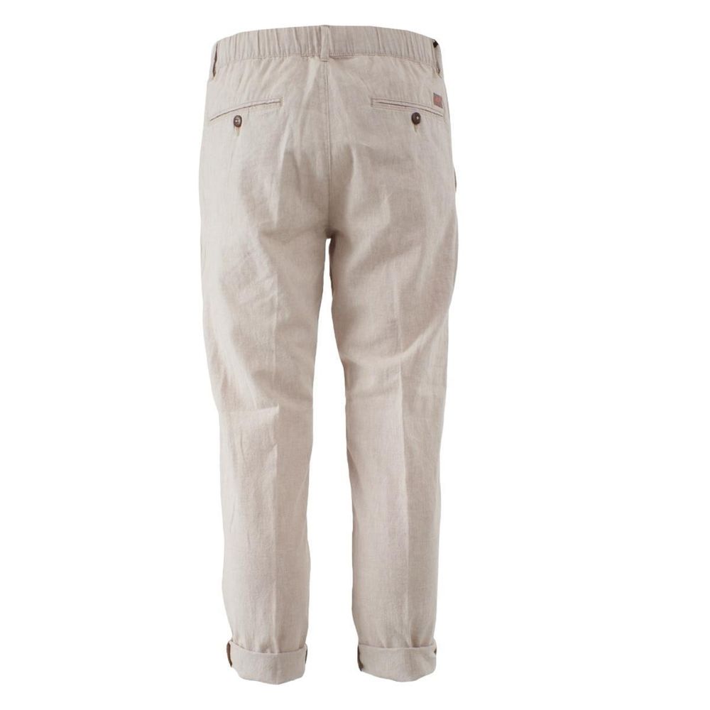 Sì Zee Pantaloni da uomo in cotone beige