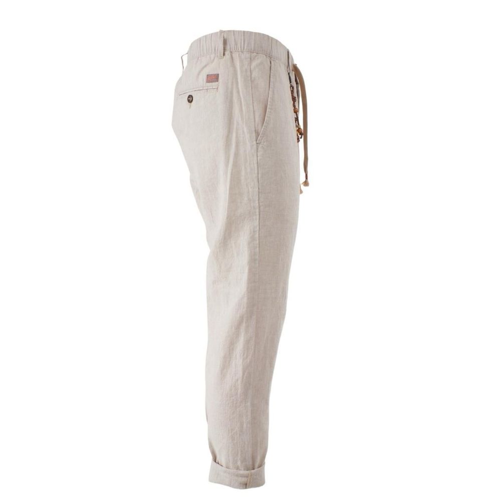 Sì Zee Pantaloni da uomo in cotone beige