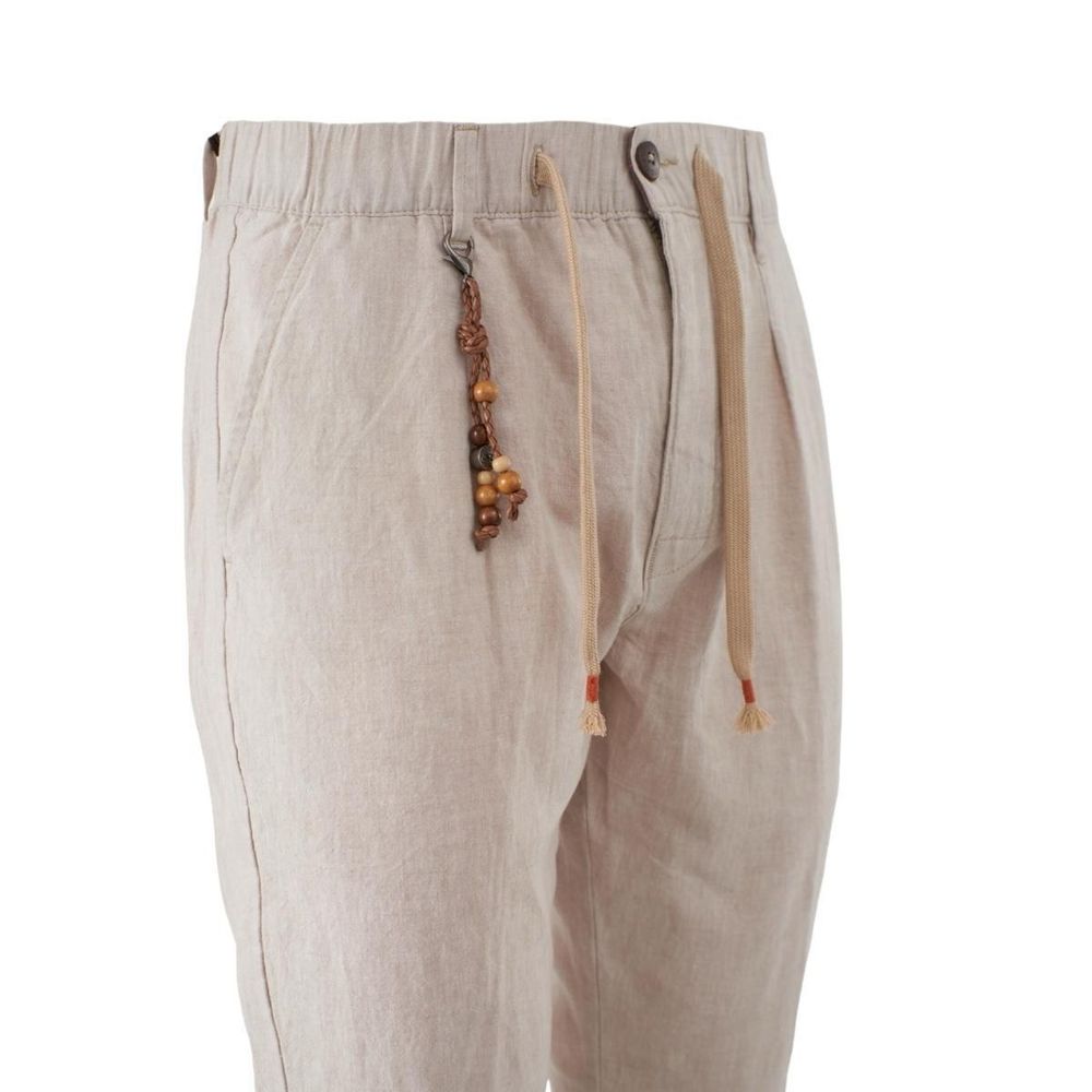 Sì Zee Pantaloni da uomo in cotone beige