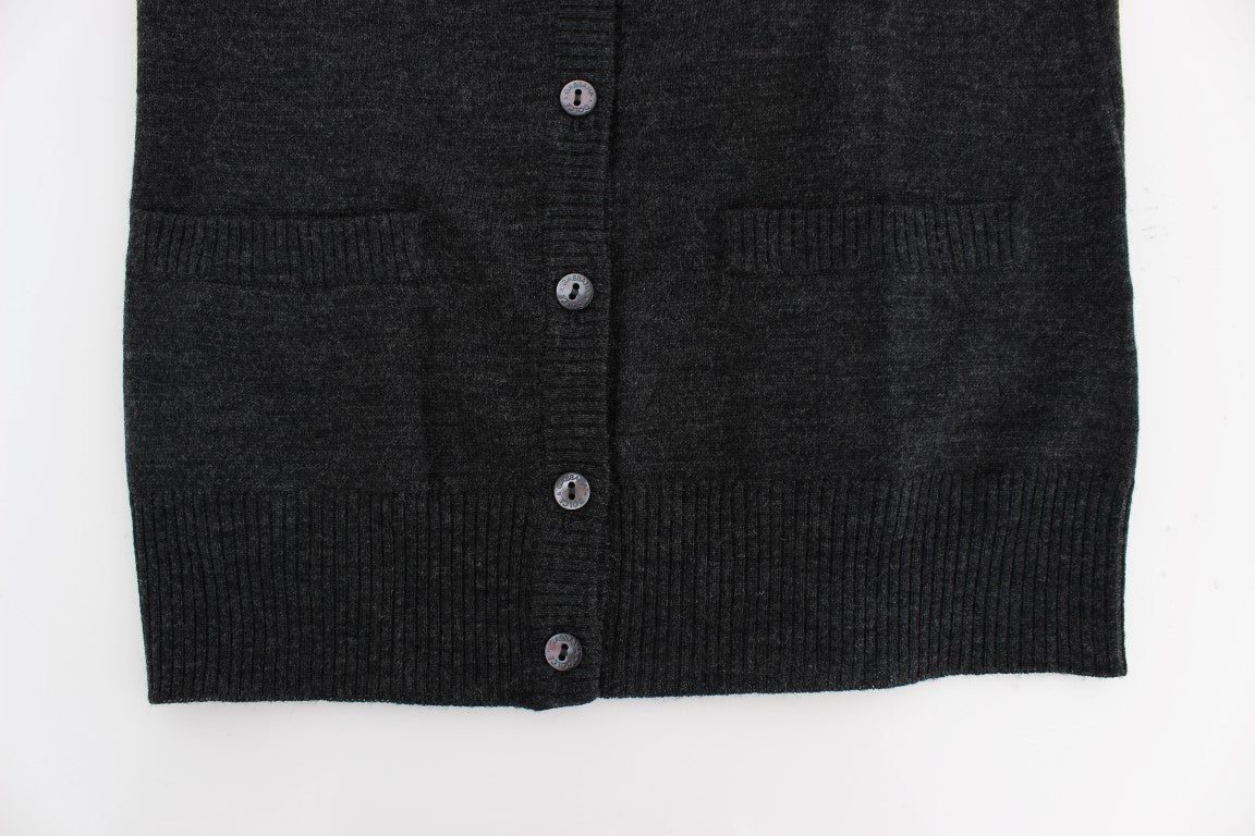 Dolce & Gabbana Maglione Cardigan Elegante in Lana Grigia