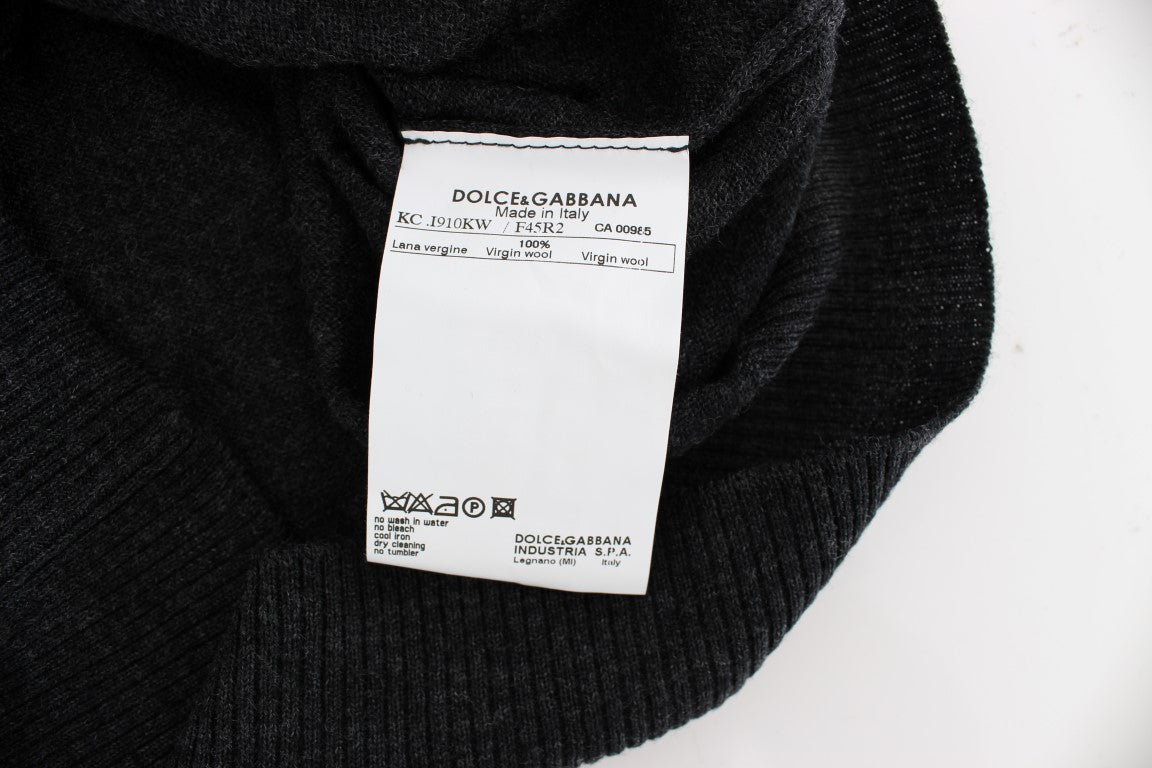 Dolce & Gabbana Maglione Cardigan Elegante in Lana Grigia