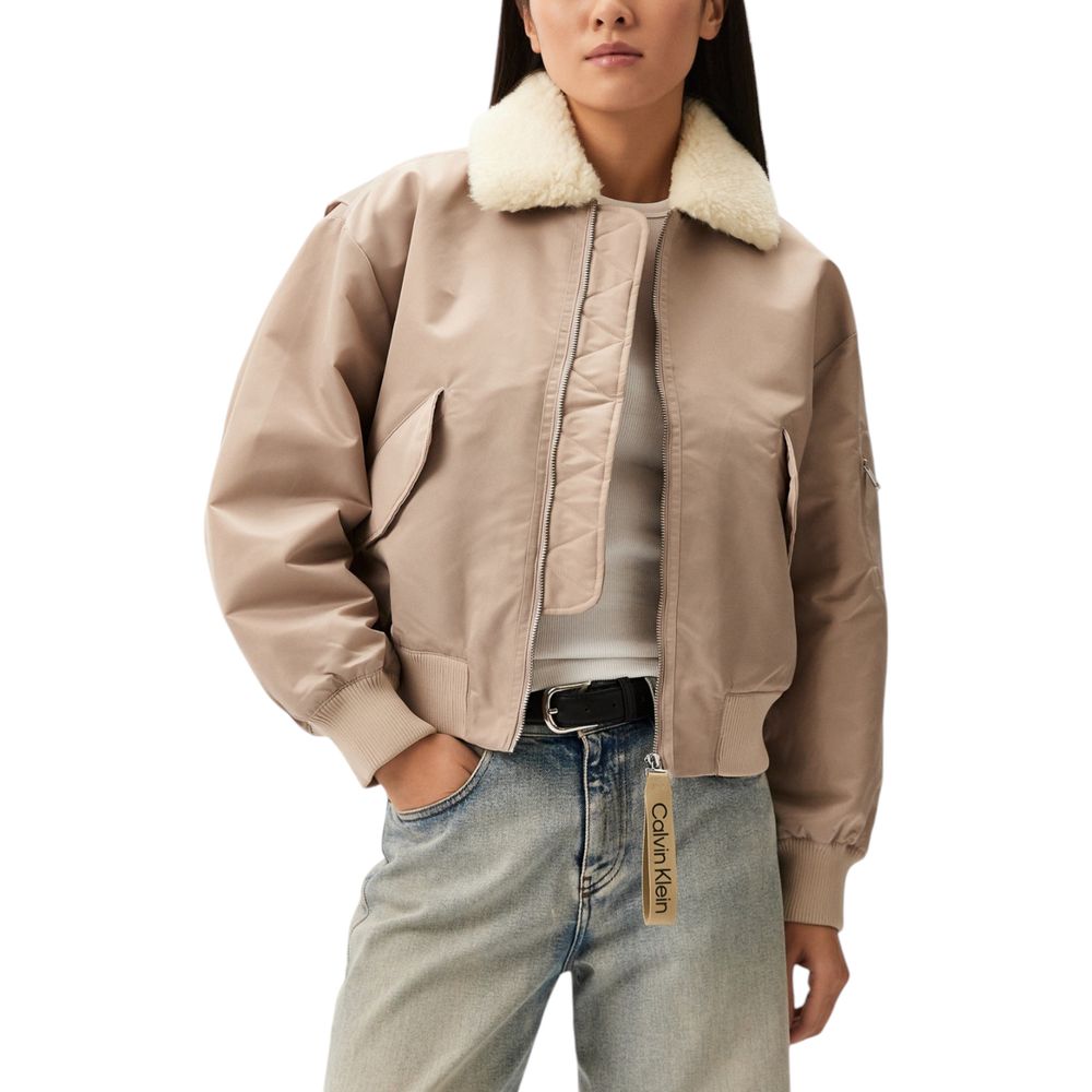 Calvin Klein Jeans Beige Poliestere Giacche e Cappotti