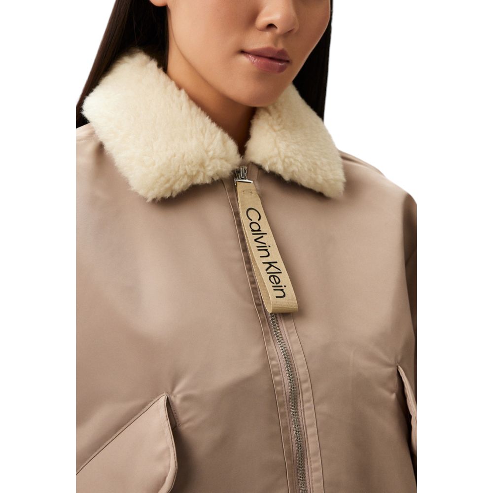 Calvin Klein Jeans Beige Poliestere Giacche e Cappotti