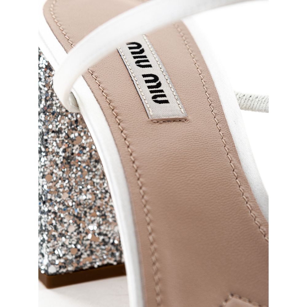Sandalo in seta bianco Miu Miu