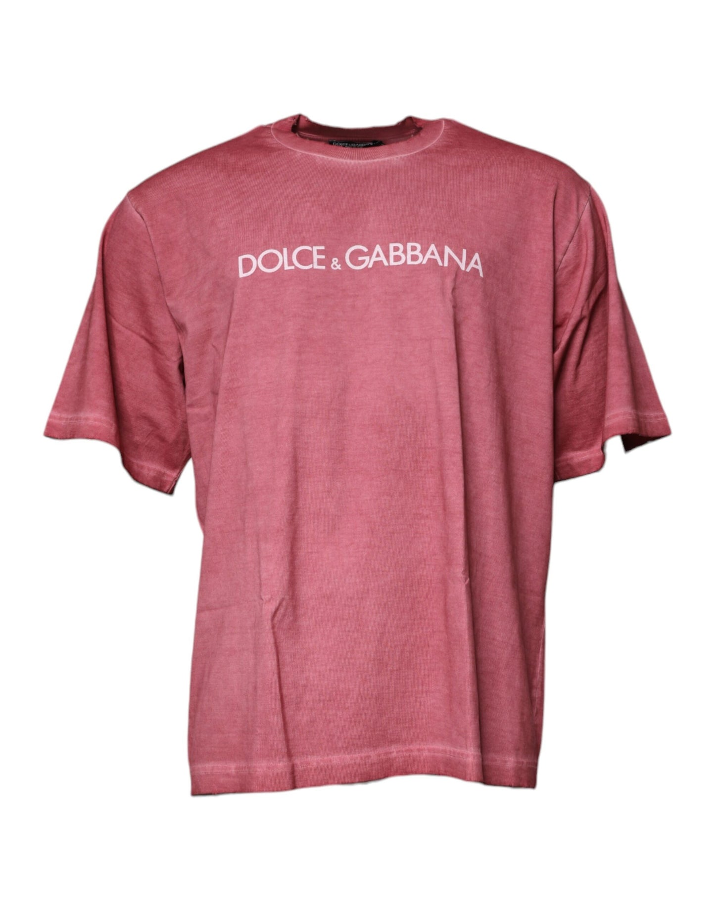 Dolce & Gabbana T-shirt girocollo in cotone con stampa logo rosa