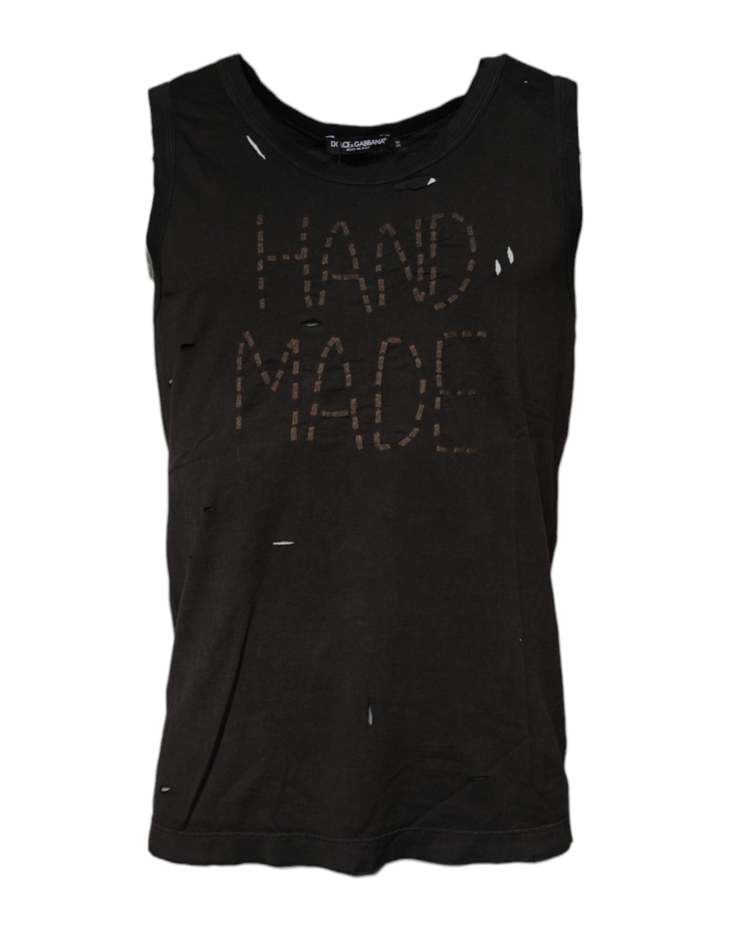 Dolce & Gabbana T-shirt nera senza maniche con scollo rotondo