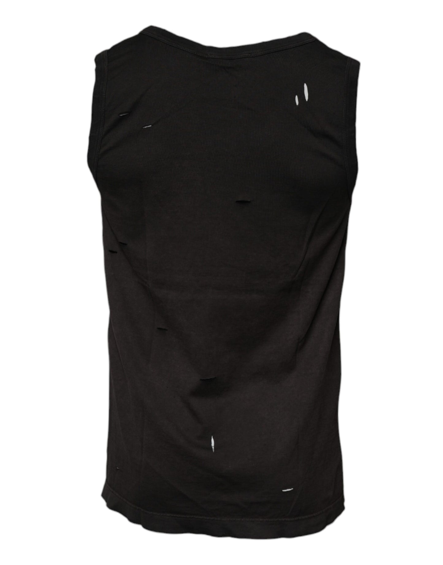 Dolce & Gabbana T-shirt nera senza maniche con scollo rotondo