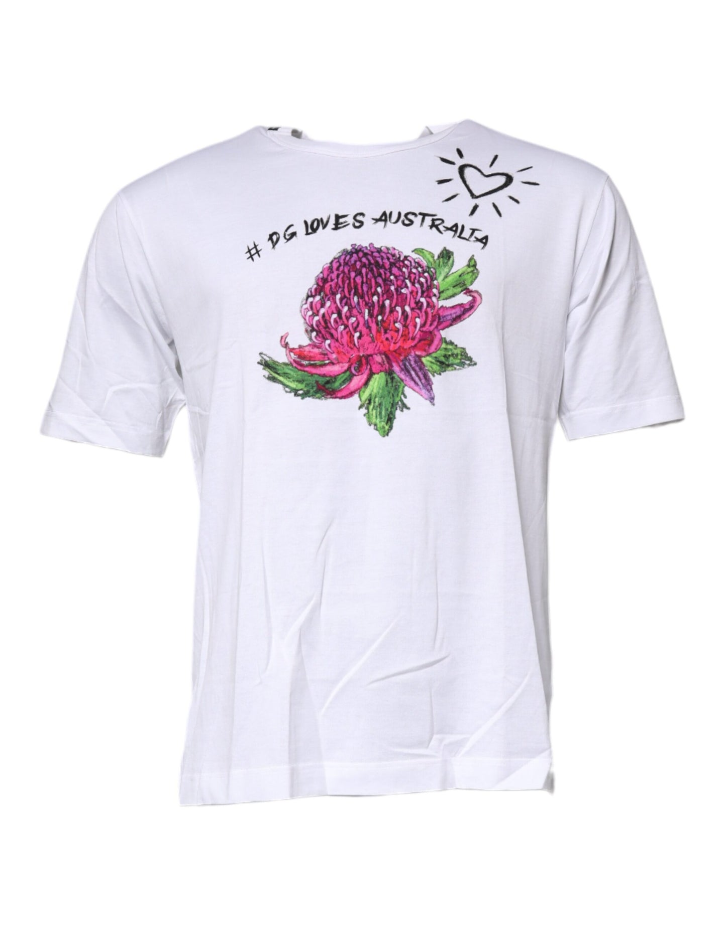 Dolce & Gabbana T-shirt girocollo in cotone con stampa floreale bianca