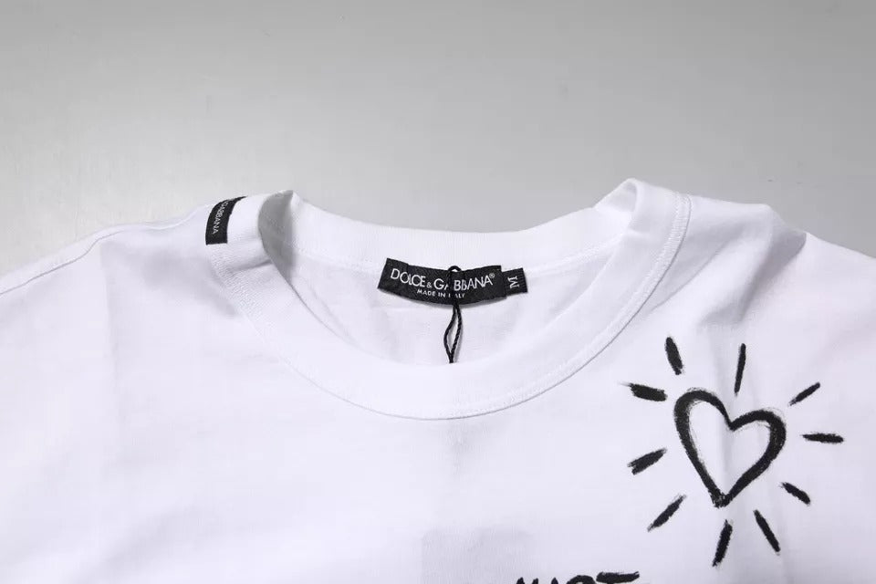 Dolce & Gabbana T-shirt girocollo in cotone con stampa floreale bianca
