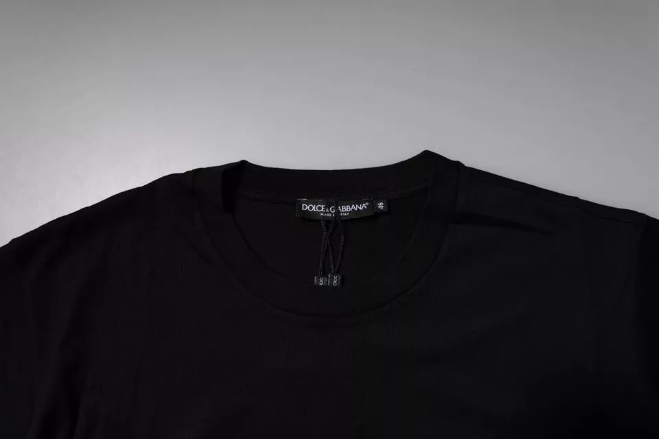 Dolce & Gabbana T-shirt girocollo in cotone con logo nero