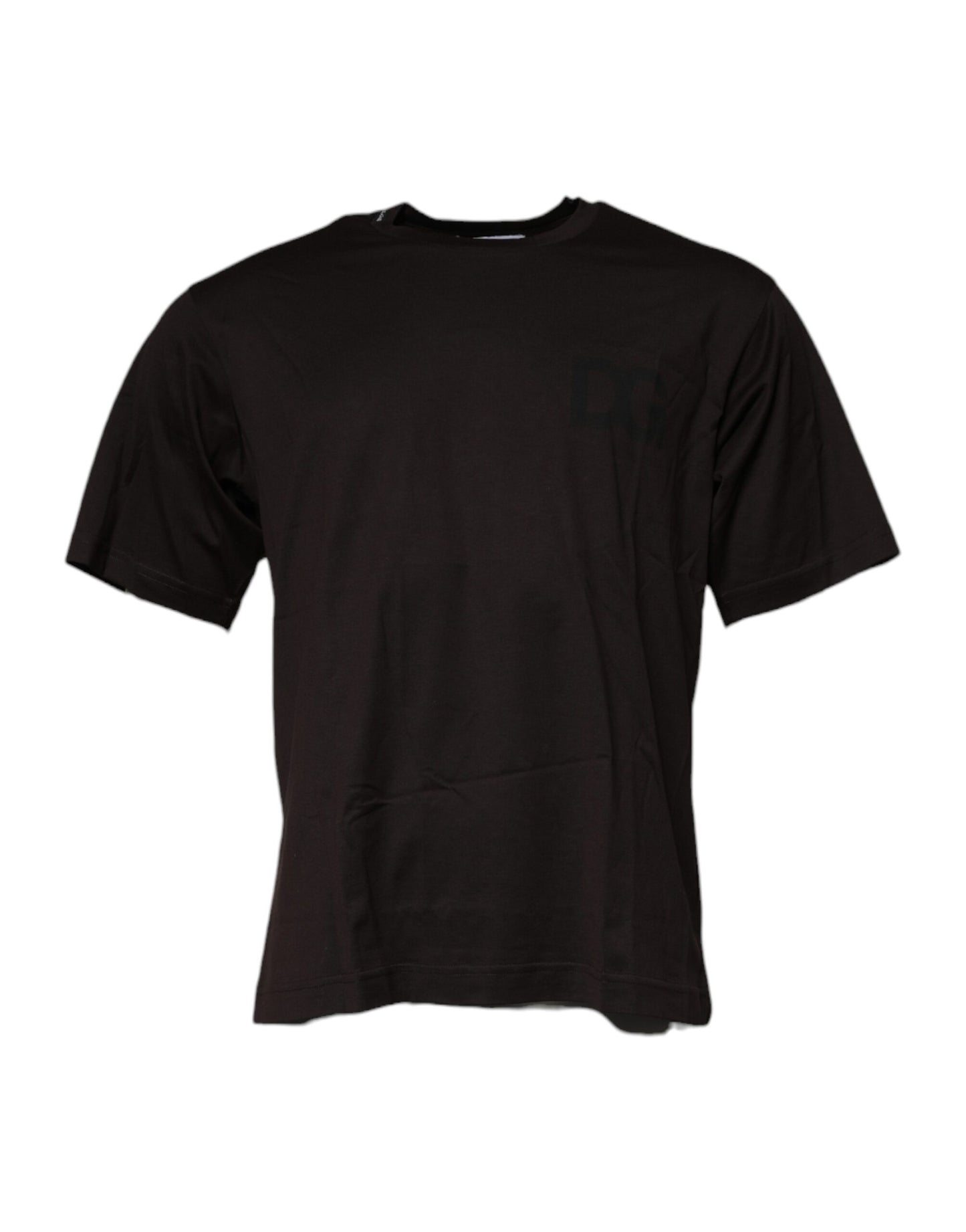 Dolce & Gabbana T-shirt girocollo in cotone con logo marrone scuro