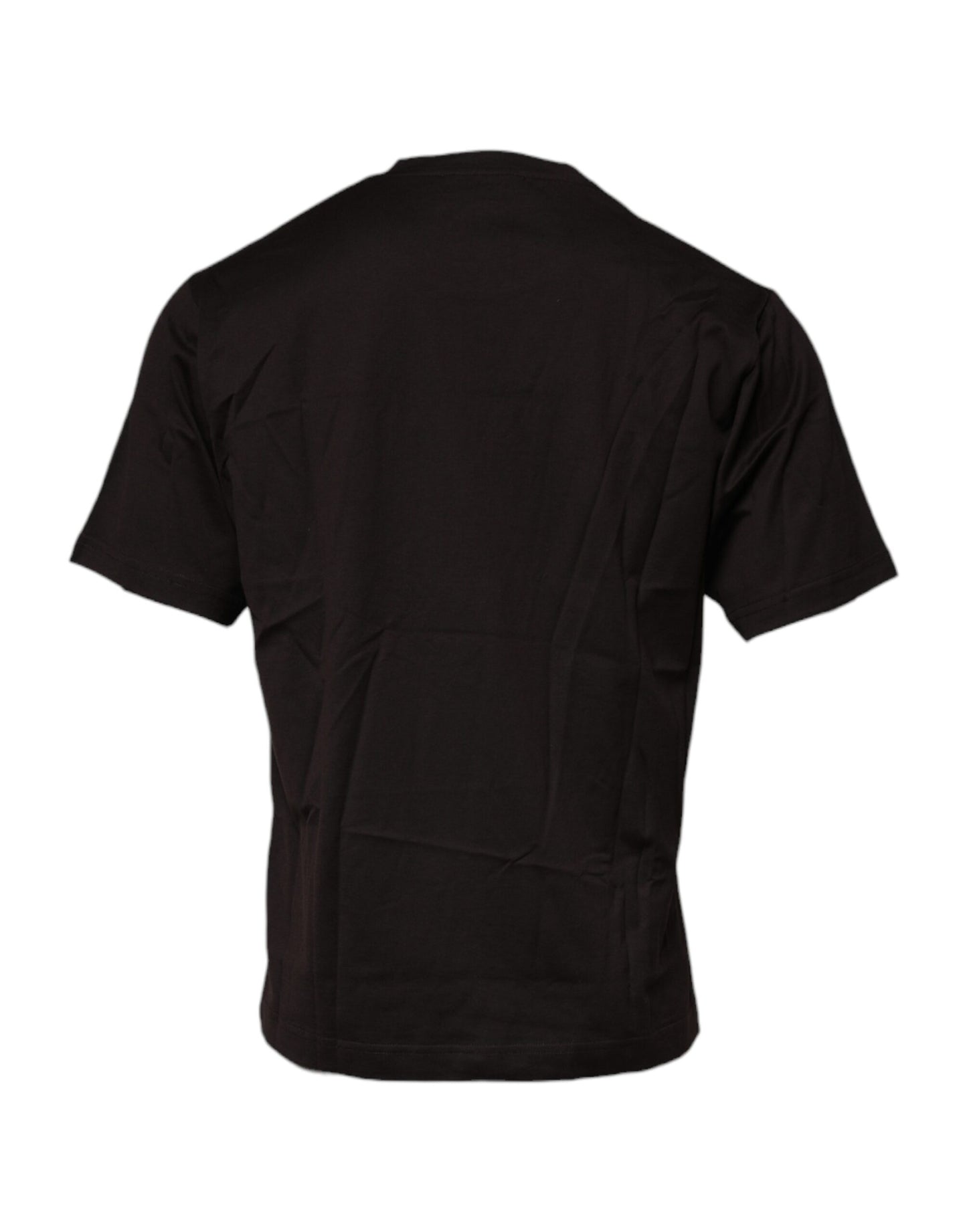 Dolce & Gabbana T-shirt girocollo in cotone con logo marrone scuro