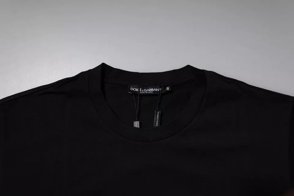 Dolce & Gabbana T-shirt girocollo da uomo in cotone con logo nero