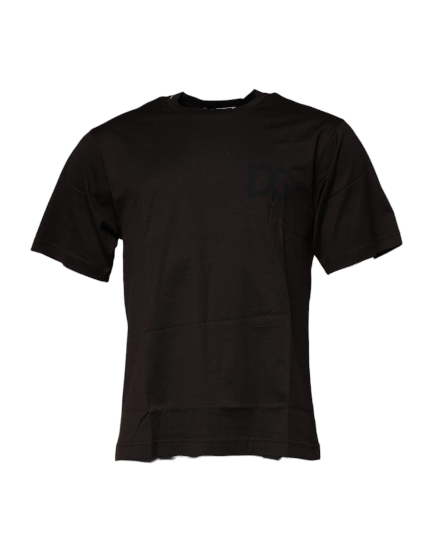 Dolce & Gabbana T-shirt girocollo in cotone con logo marrone scuro
