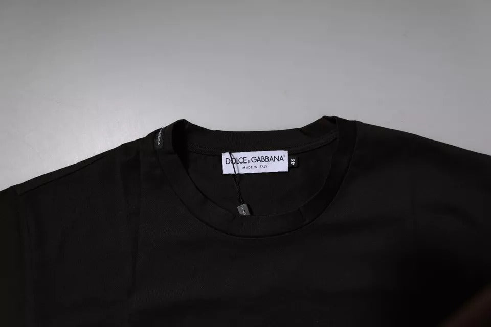 Dolce & Gabbana T-shirt girocollo in cotone con logo marrone scuro