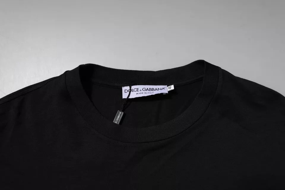 Dolce & Gabbana T-shirt girocollo in cotone con logo DG nero