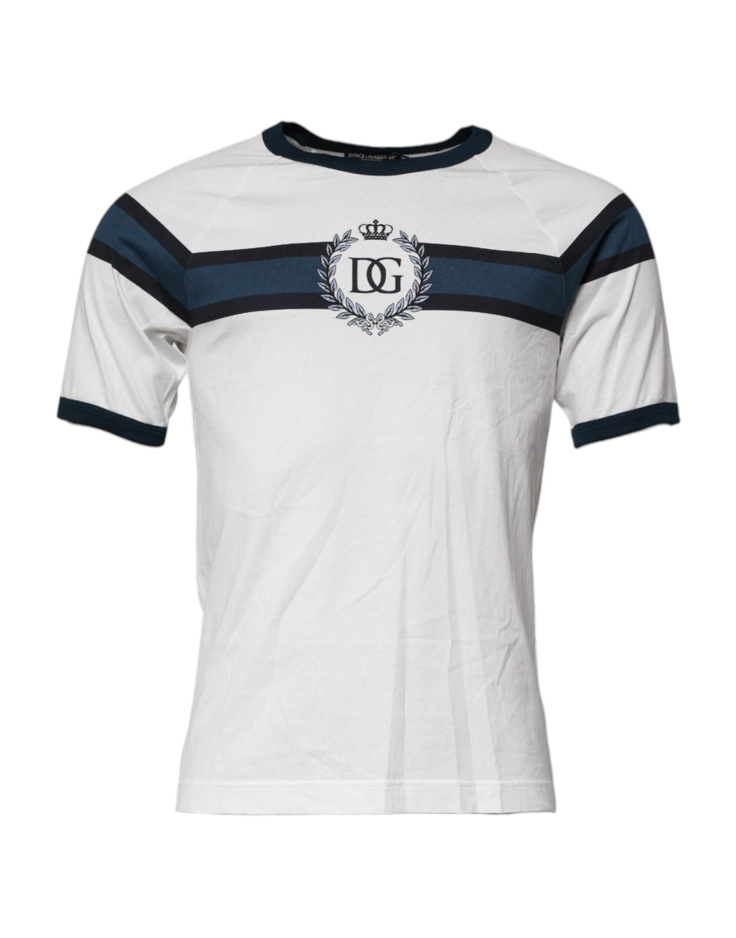 Dolce & Gabbana T-shirt girocollo da uomo in cotone con stampa logo bianco